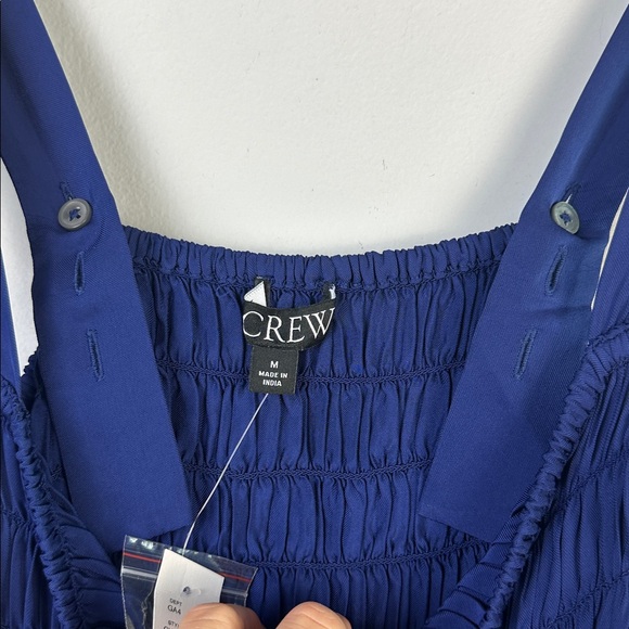 NEW J. Crew Smocked Midi Dress Blue Medium Flowy Adjustable Straps Fit & Flare - Picture 12 of 16